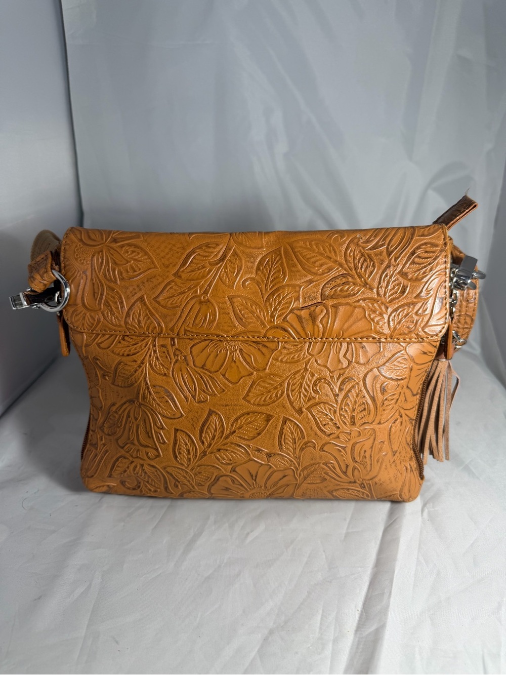 Gun Tote'n Mamas Handbag Concealed Carry Brown Purse Tooled American Cowhide